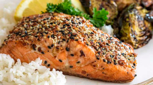Easy Salmon with Mustard and Everything Bagel Seasoning - FlavorKicker.com