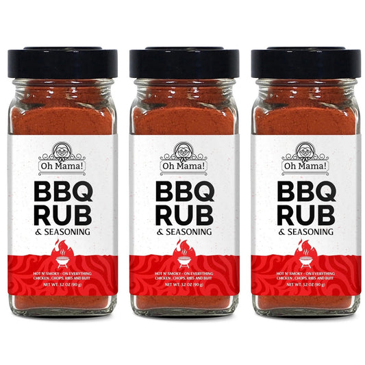 Oh Mama! BBQ Rub Savory Blend the Killer Rub great on Hogs Chicken Pork Chops Steaks Ribs Brisket Butt - Best Barbecue Butt Rub - Meat Seasoning and Spice Dry Rub - Shaker Bottle (3 Pack) - FlavorKicker.com