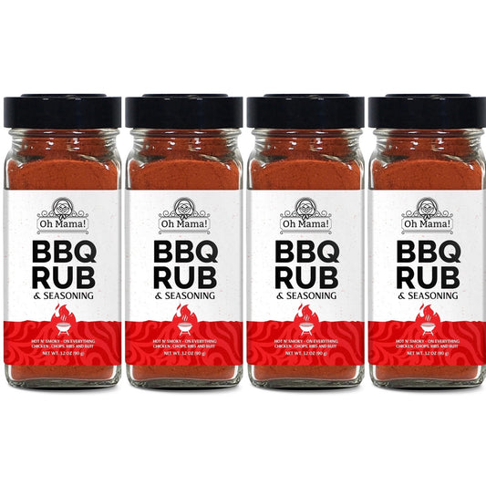 Oh Mama! BBQ Rub Savory Blend the Killer Rub great on Hogs Chicken Pork Chops Steaks Ribs Brisket Butt - Best Barbecue Butt Rub - Meat Seasoning and Spice Dry Rub - Shaker Bottle (4 Pack) - FlavorKicker.com