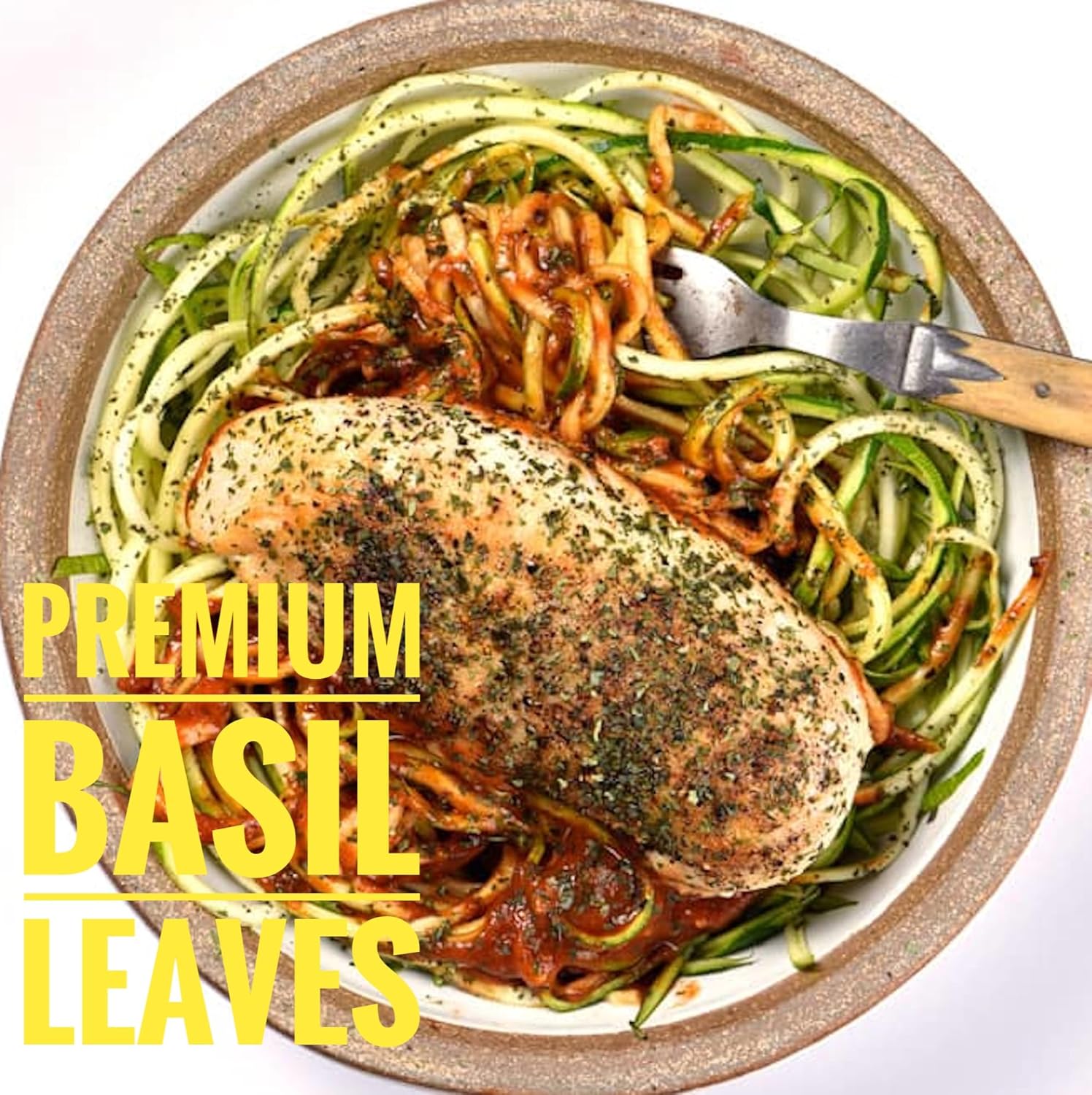 FlavorKicker Basil Leaves - (0.3 oz) pure dried basil seasoning leaves. Non - GMO, No preservatives. Glass Jar to keep Freshness - FlavorKicker.com