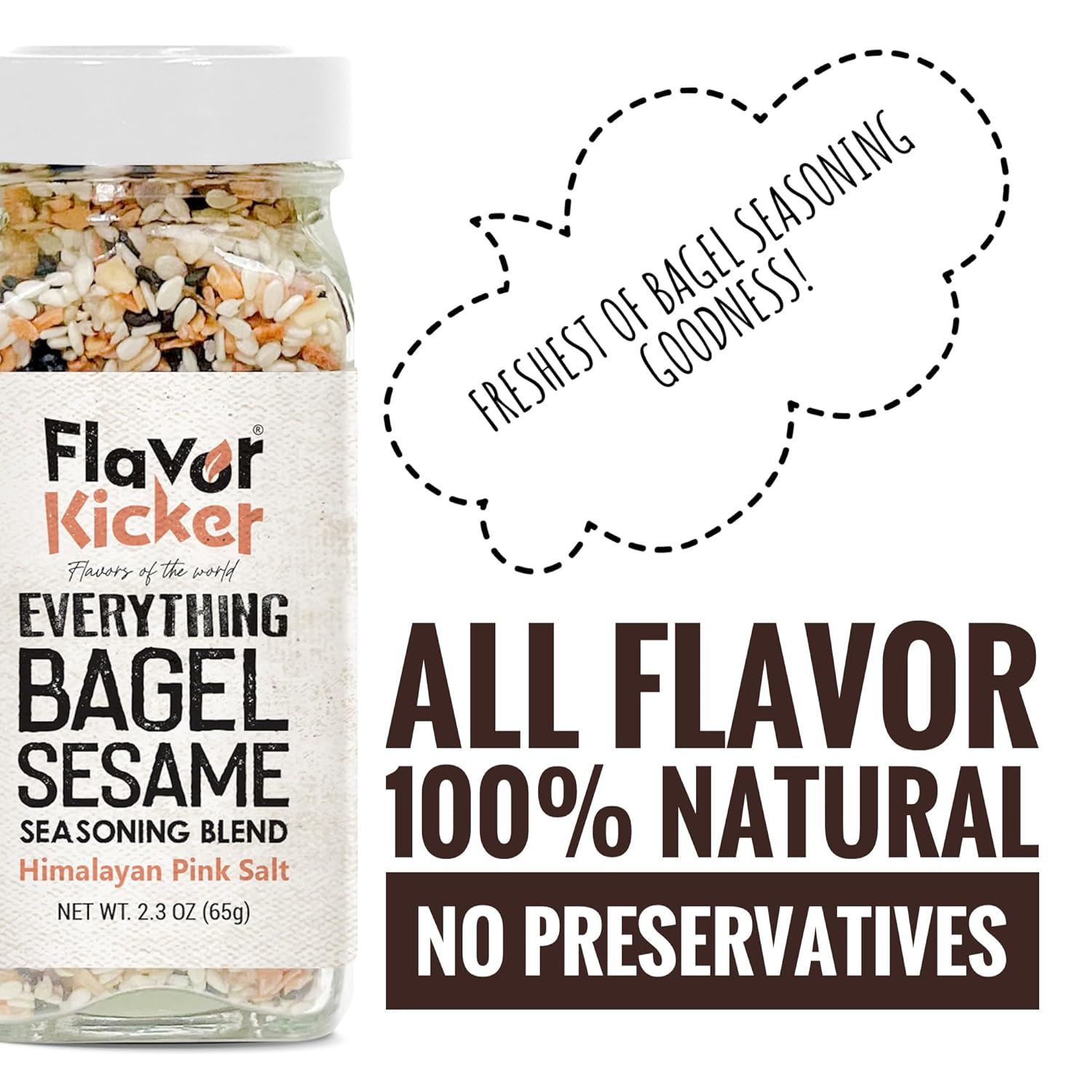 FlavorKicker Everything Bagel Seasoning Blend With Himalayan Pink Salt Original Delicious Blend of Sea Salt and Spices Dried Minced Garlic & Onion Flakes. - FlavorKicker.com