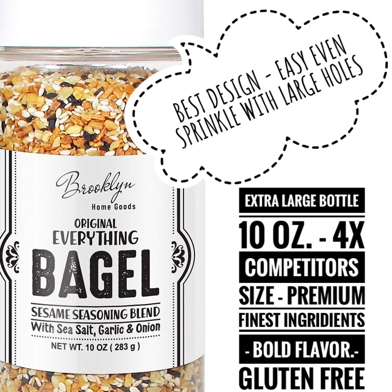 Everything Bagel Seasoning - Spiceology All-Purpose Garlic, Onion and Sesame Blend - 20 Ounces